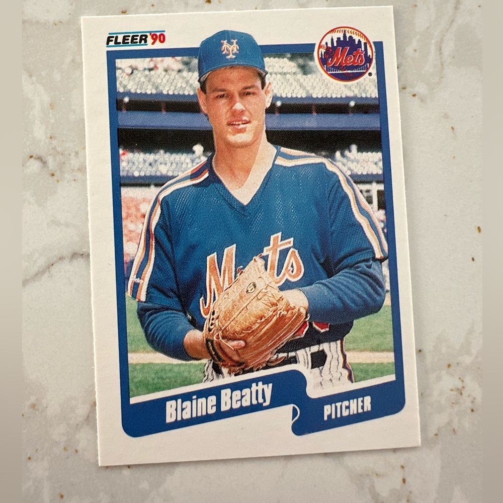 fleer 90 blaine beatty mets baseball card